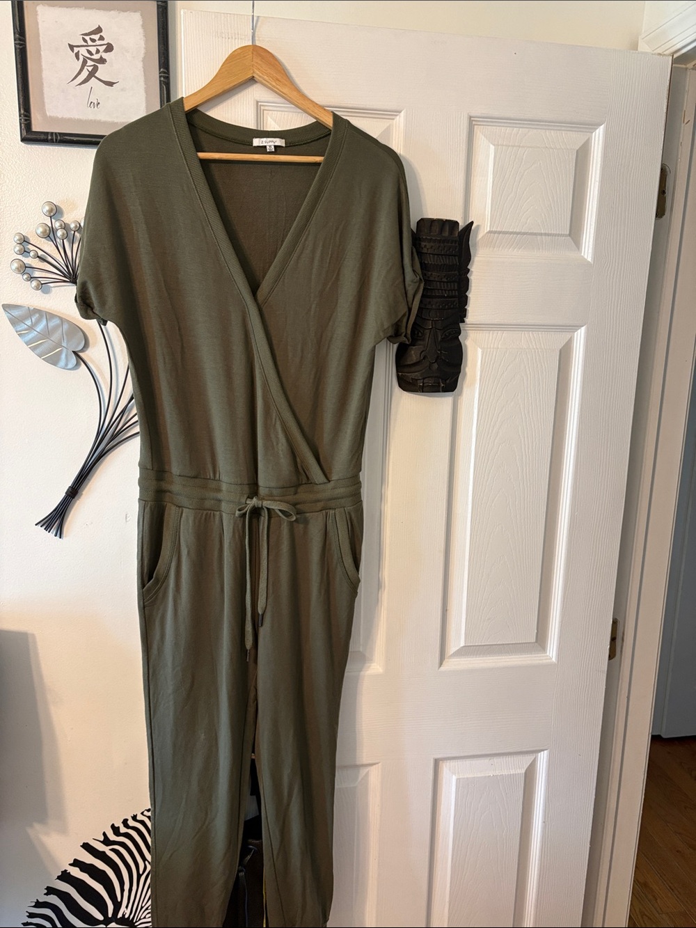 Z Supply Olive Green Wrap Jumpsuit